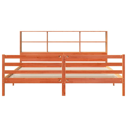 vidaXL Bookcase Bed without Mattress Wax Brown 180x200 cm Super King Solid Wood 4
