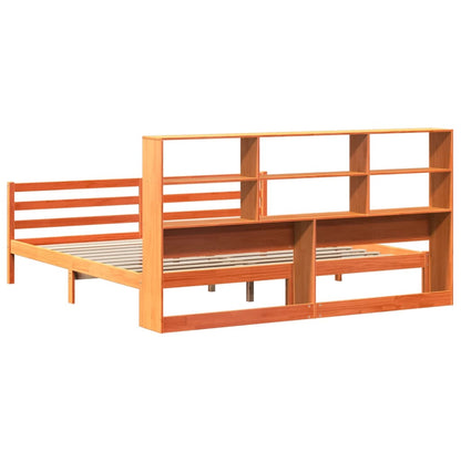 vidaXL Bookcase Bed without Mattress Wax Brown 180x200 cm Super King Solid Wood 6