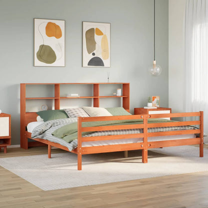 vidaXL Bookcase Bed without Mattress Wax Brown 180x200 cm Super King Solid Wood 1