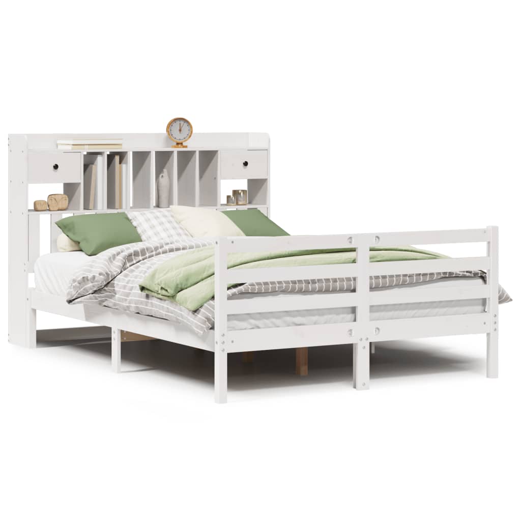 vidaXL Bookcase Bed without Mattress White 140x200 cm Solid Wood Pine 2