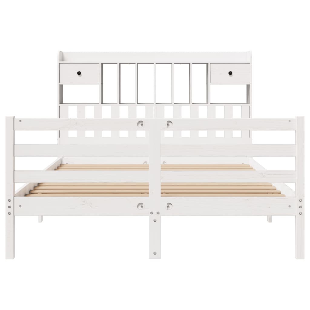 vidaXL Bookcase Bed without Mattress White 140x200 cm Solid Wood Pine 4