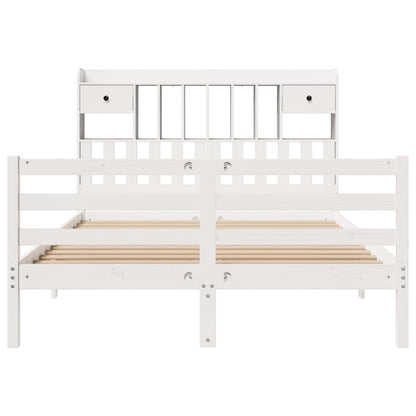 vidaXL Bookcase Bed without Mattress White 140x200 cm Solid Wood Pine 4