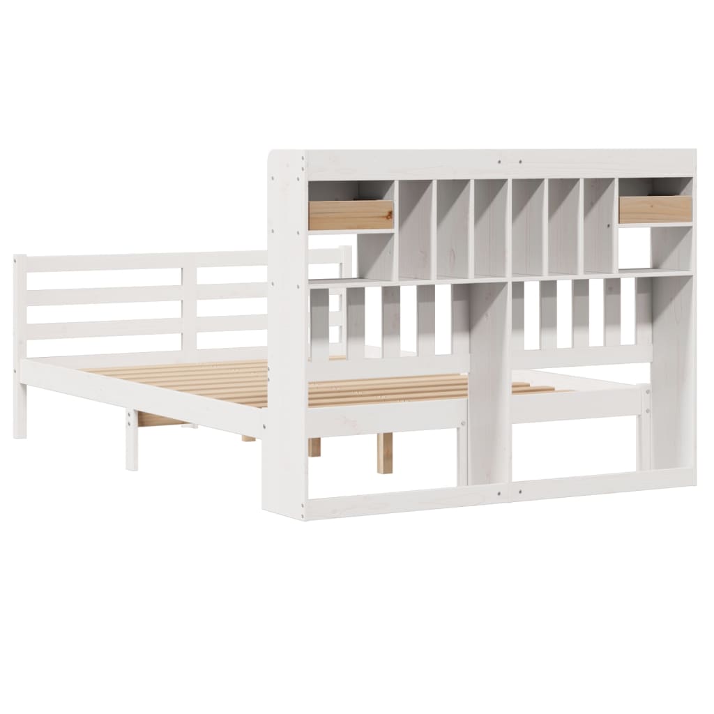 vidaXL Bookcase Bed without Mattress White 140x200 cm Solid Wood Pine 6