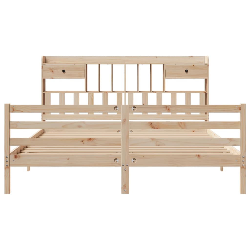 vidaXL Bookcase Bed without Mattress 180x200 cm Super King Solid Wood Pine 4