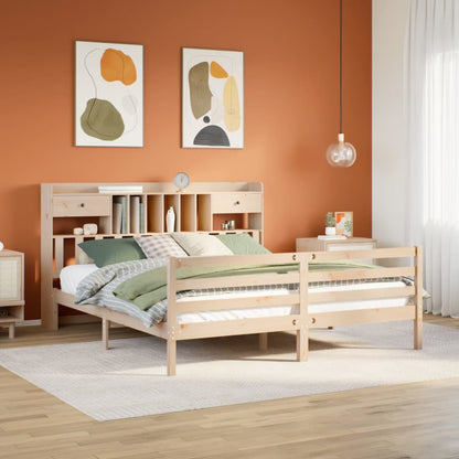 vidaXL Bookcase Bed without Mattress 180x200 cm Super King Solid Wood Pine 1