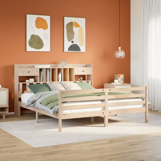 vidaXL Bookcase Bed without Mattress 180x200 cm Super King Solid Wood Pine 1