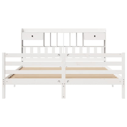 vidaXL Bookcase Bed without Mattress White 180x200 cm Super King Solid Wood Pine 4