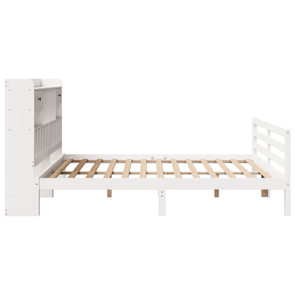 vidaXL Bookcase Bed without Mattress White 180x200 cm Super King Solid Wood Pine 5