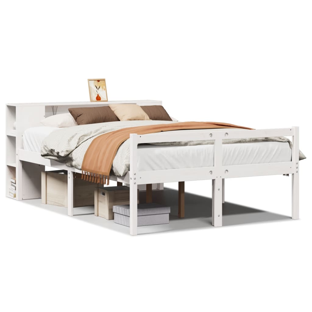 vidaXL Bookcase Bed | White | Solid Pine Wood | Double Bed | Bookcase Bed 2