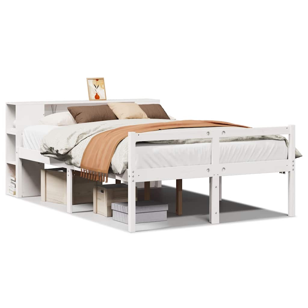 vidaXL Bookcase Bed without Mattress White 160x200 cm Solid Wood Pine 2