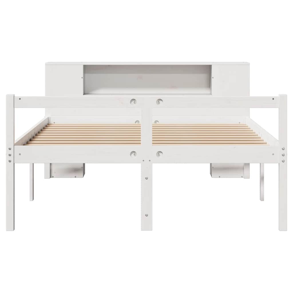vidaXL Bookcase Bed without Mattress White 160x200 cm Solid Wood Pine 4