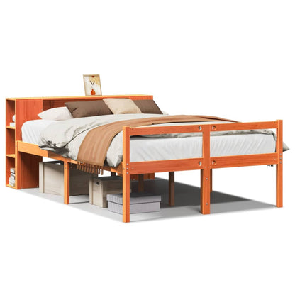 vidaXL Bookcase Bed without Mattress Wax Brown 140x190 cm Solid Wood 2