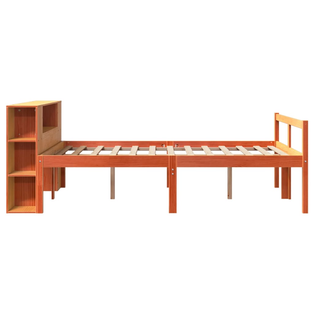 vidaXL Bookcase Bed without Mattress Wax Brown 140x190 cm Solid Wood 5