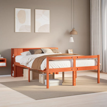 vidaXL Bookcase Bed without Mattress Wax Brown 140x190 cm Solid Wood 1