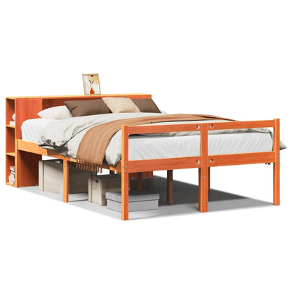 vidaXL Bookcase Bed without Mattress Wax Brown 140x200 cm Solid Wood 2