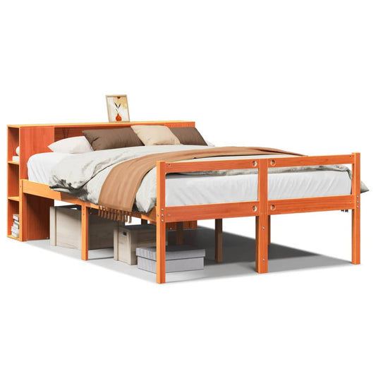 vidaXL Bookcase Bed without Mattress Wax Brown 140x200 cm Solid Wood 2