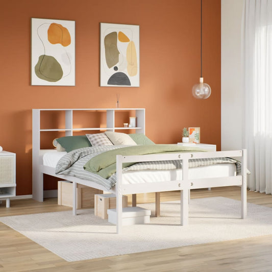 vidaXL Bookcase Bed without Mattress White 160x200 cm Solid Wood Pine 1