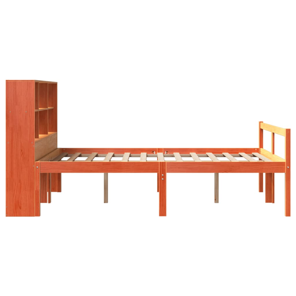 vidaXL Bookcase Bed without Mattress Wax Brown 140x190 cm Solid Wood 5