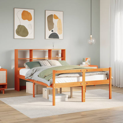 vidaXL Bookcase Bed without Mattress Wax Brown 140x190 cm Solid Wood 1