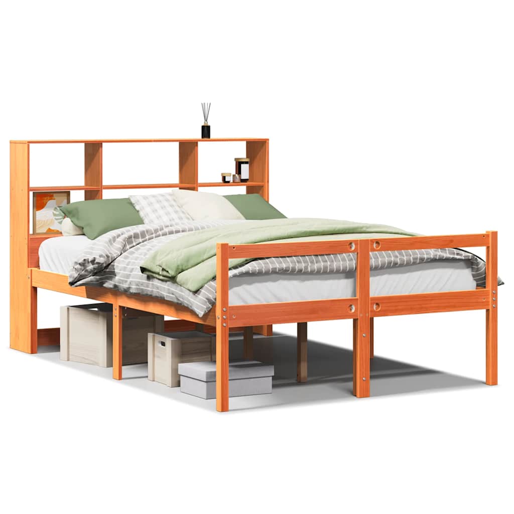 vidaXL Bookcase Bed without Mattress Wax Brown 140x200 cm Solid Wood 2