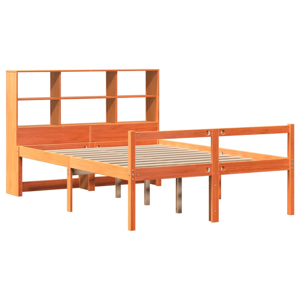 vidaXL Bookcase Bed without Mattress Wax Brown 160x200 cm Solid Wood 3