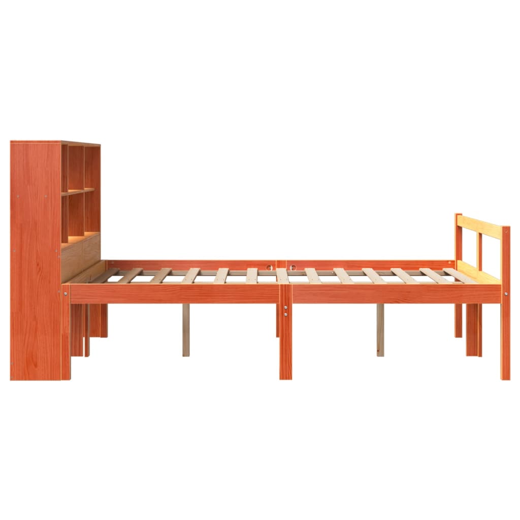 vidaXL Bookcase Bed without Mattress Wax Brown 160x200 cm Solid Wood 5