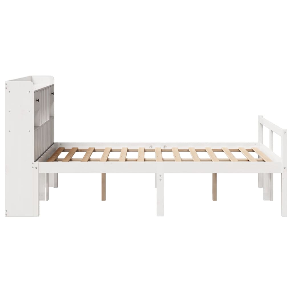 vidaXL Bookcase Bed without Mattress White 135x190 cm Doouble Solid Wood Pine 5