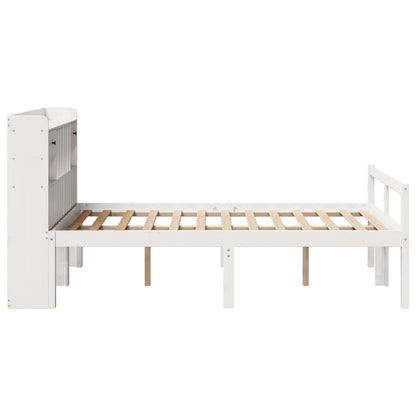 vidaXL Bookcase Bed without Mattress White 135x190 cm Doouble Solid Wood Pine 5