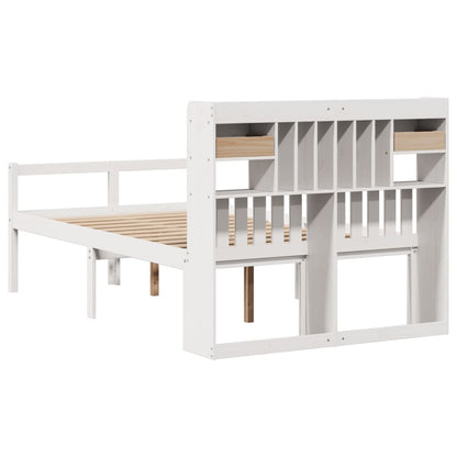 vidaXL Bookcase Bed without Mattress White 135x190 cm Doouble Solid Wood Pine 6
