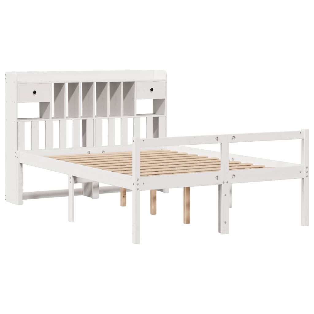 vidaXL Bookcase Bed without Mattress White 140x190 cm Solid Wood Pine 3