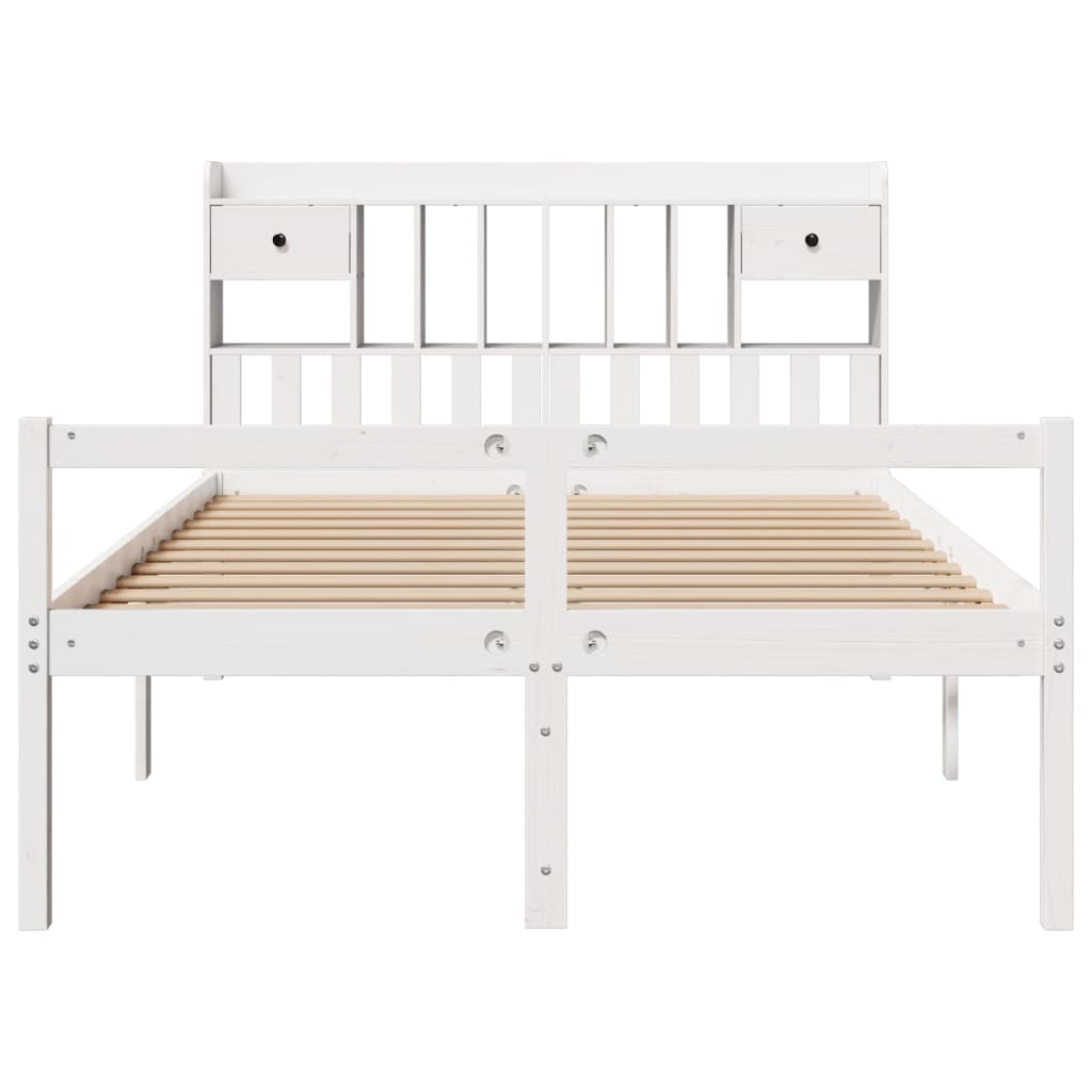 vidaXL Bookcase Bed without Mattress White 140x190 cm Solid Wood Pine 4