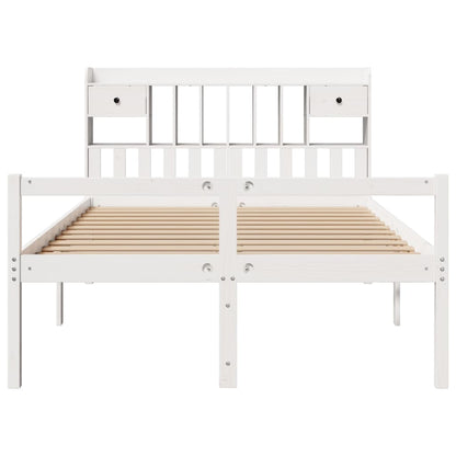 vidaXL Bookcase Bed without Mattress White 140x190 cm Solid Wood Pine 4