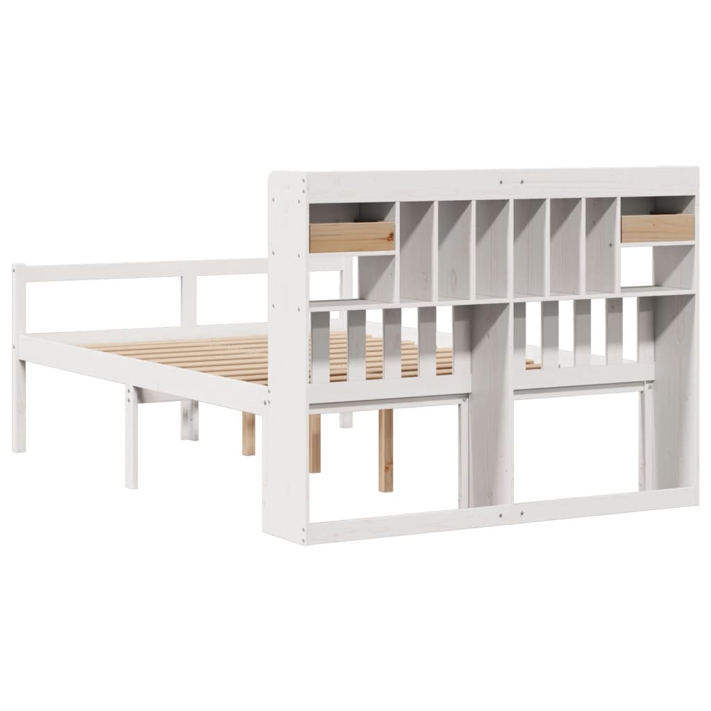 vidaXL Bookcase Bed without Mattress White 140x190 cm Solid Wood Pine 6