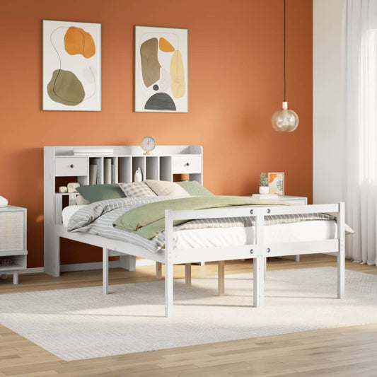 vidaXL Bookcase Bed without Mattress White 140x190 cm Solid Wood Pine 1