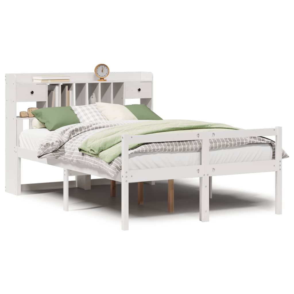 vidaXL Bookcase Bed without Mattress White 140x200 cm Solid Wood Pine 2