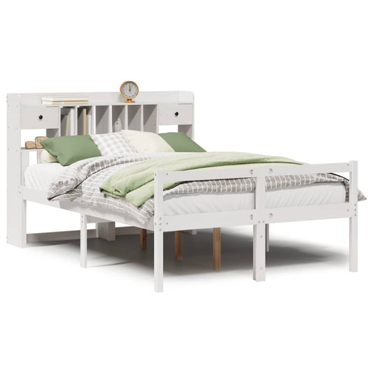 vidaXL Bookcase Bed without Mattress White 140x200 cm Solid Wood Pine 2