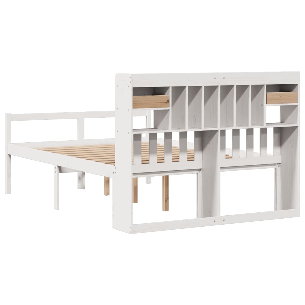 vidaXL Bookcase Bed without Mattress White 140x200 cm Solid Wood Pine 6