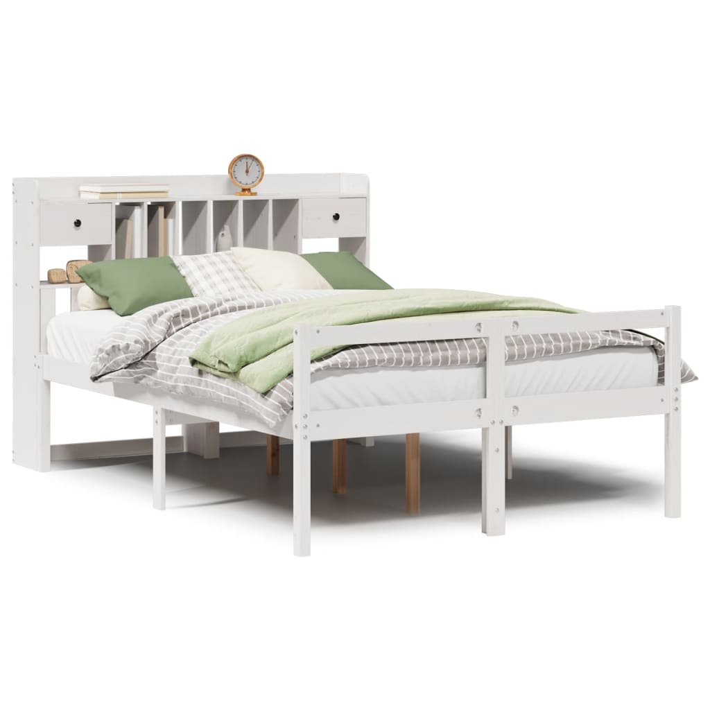 vidaXL Bookcase Bed without Mattress White 160x200 cm Solid Wood Pine 2