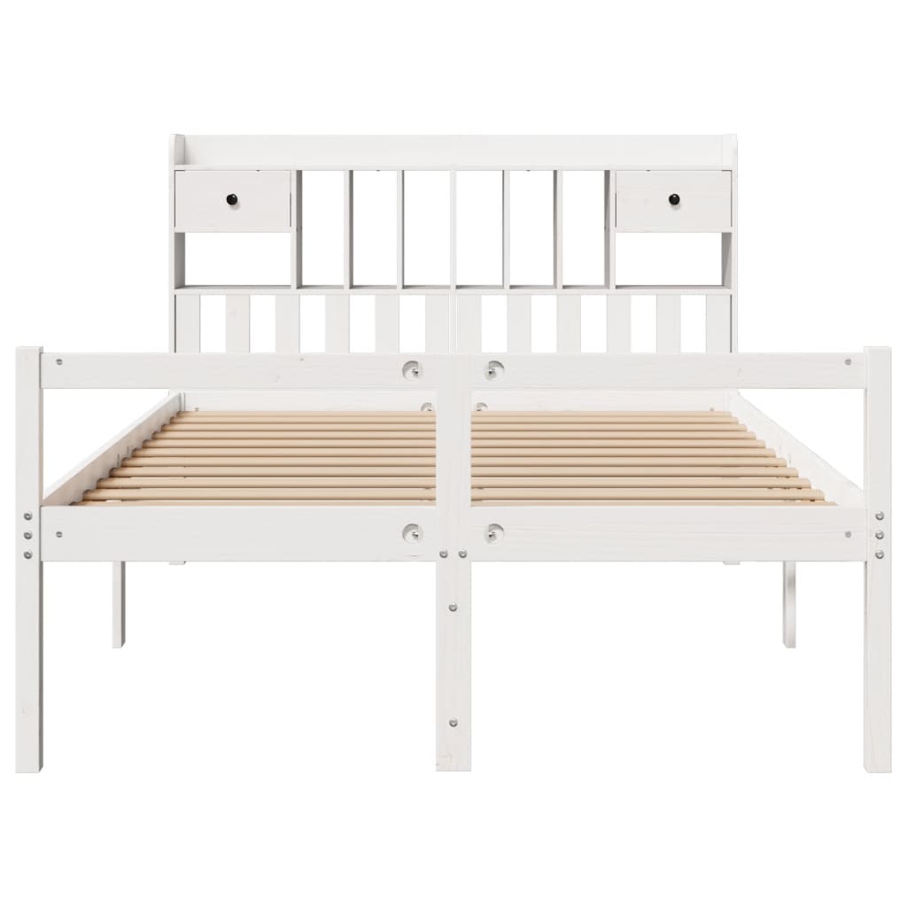 vidaXL Bookcase Bed without Mattress White 160x200 cm Solid Wood Pine 4