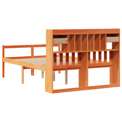 vidaXL Bookcase Bed without Mattress Wax Brown 160x200cm Solid Wood Pine 6