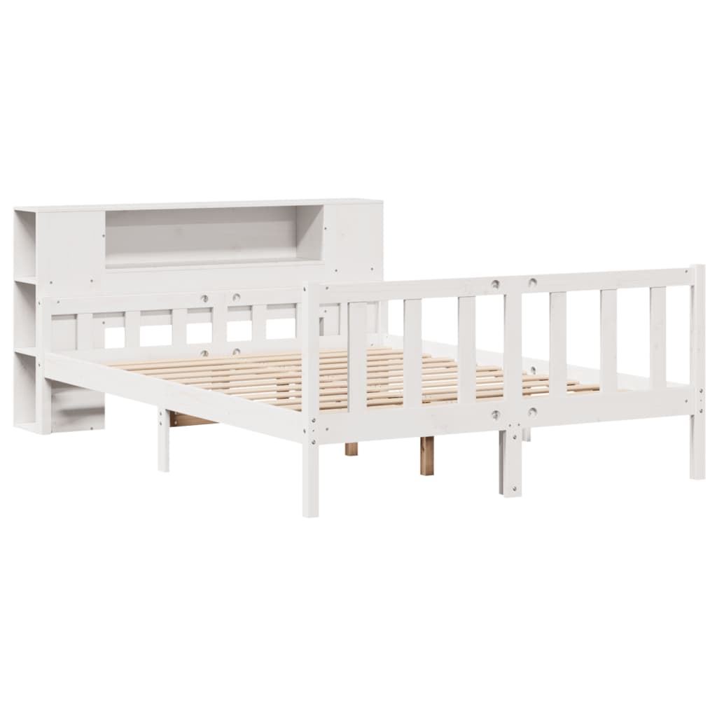 vidaXL Bookcase Bed without Mattress White 160x200 cm Solid Wood Pine 3