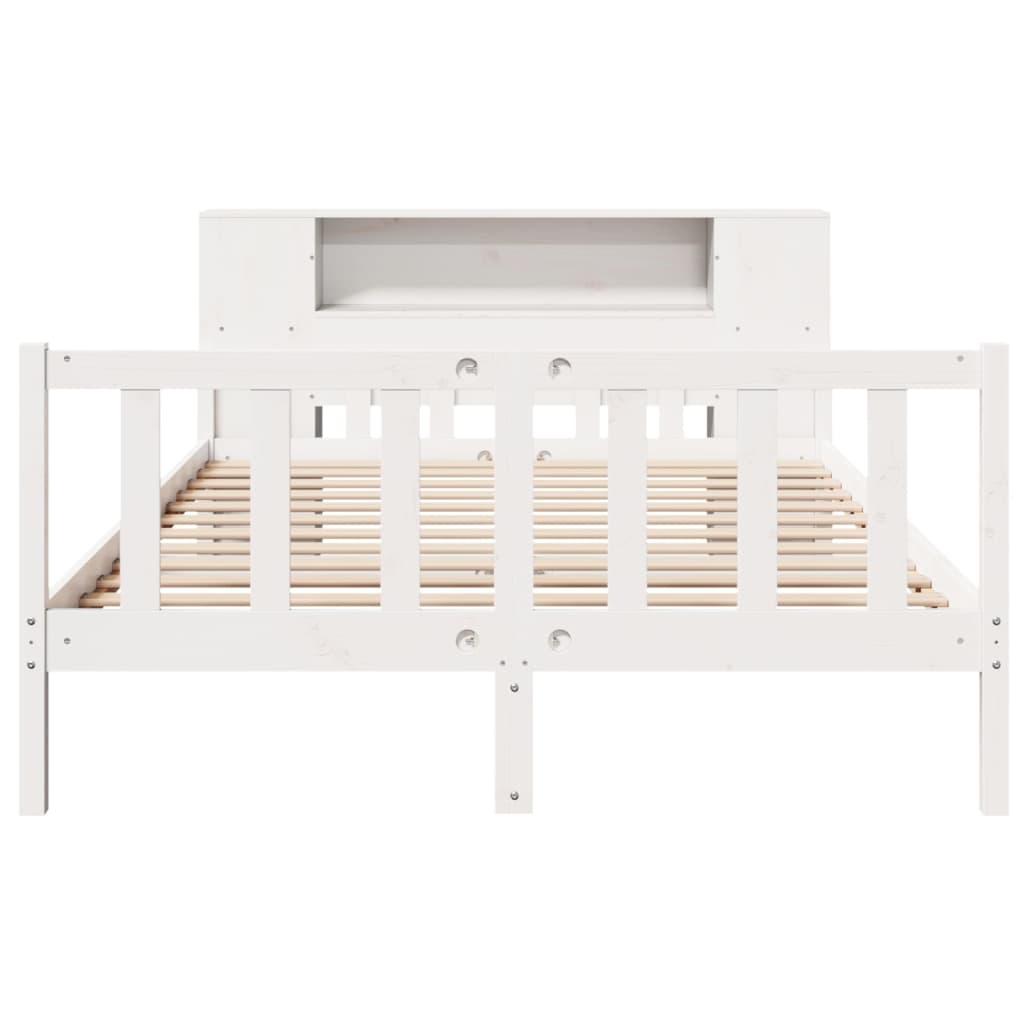 vidaXL Bookcase Bed without Mattress White 160x200 cm Solid Wood Pine 4