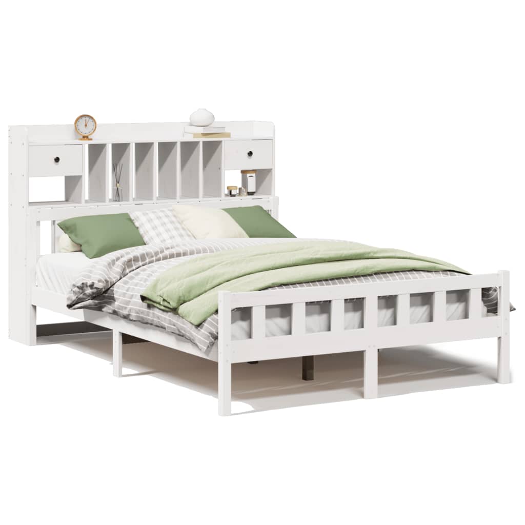 vidaXL Bookcase Bed without Mattress White 160x200 cm Solid Wood Pine 2