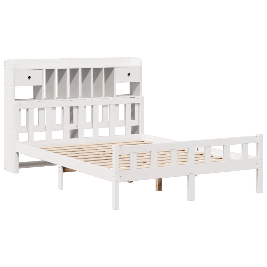 vidaXL Bookcase Bed without Mattress White 160x200 cm Solid Wood Pine 3