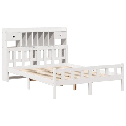 vidaXL Bookcase Bed without Mattress White 160x200 cm Solid Wood Pine 3