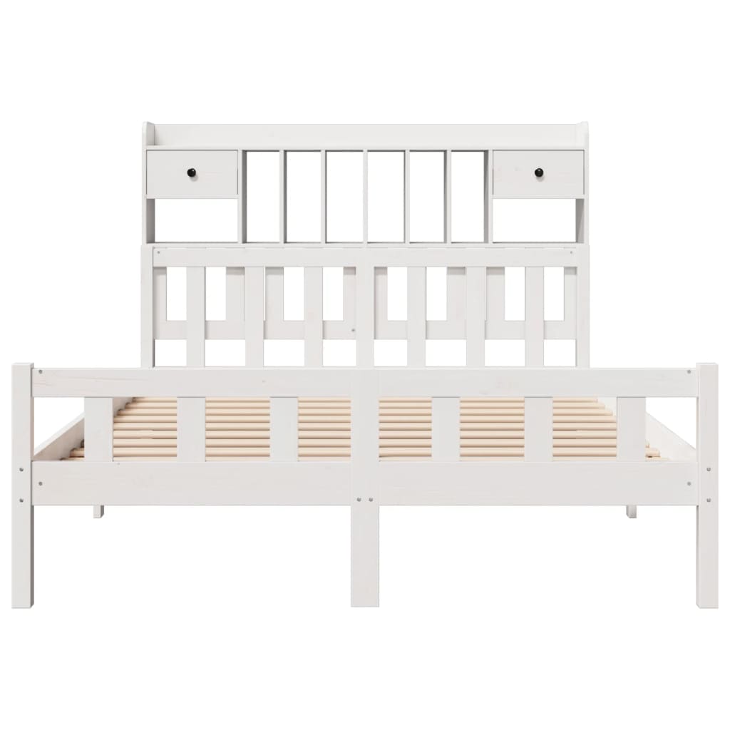 vidaXL Bookcase Bed without Mattress White 160x200 cm Solid Wood Pine 4