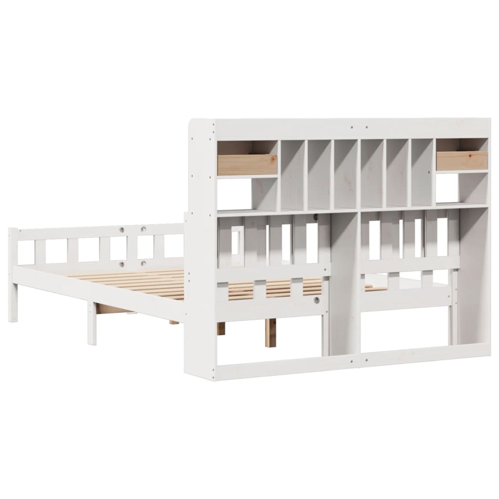 vidaXL Bookcase Bed without Mattress White 160x200 cm Solid Wood Pine 6