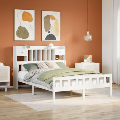 vidaXL Bookcase Bed without Mattress White 160x200 cm Solid Wood Pine 1