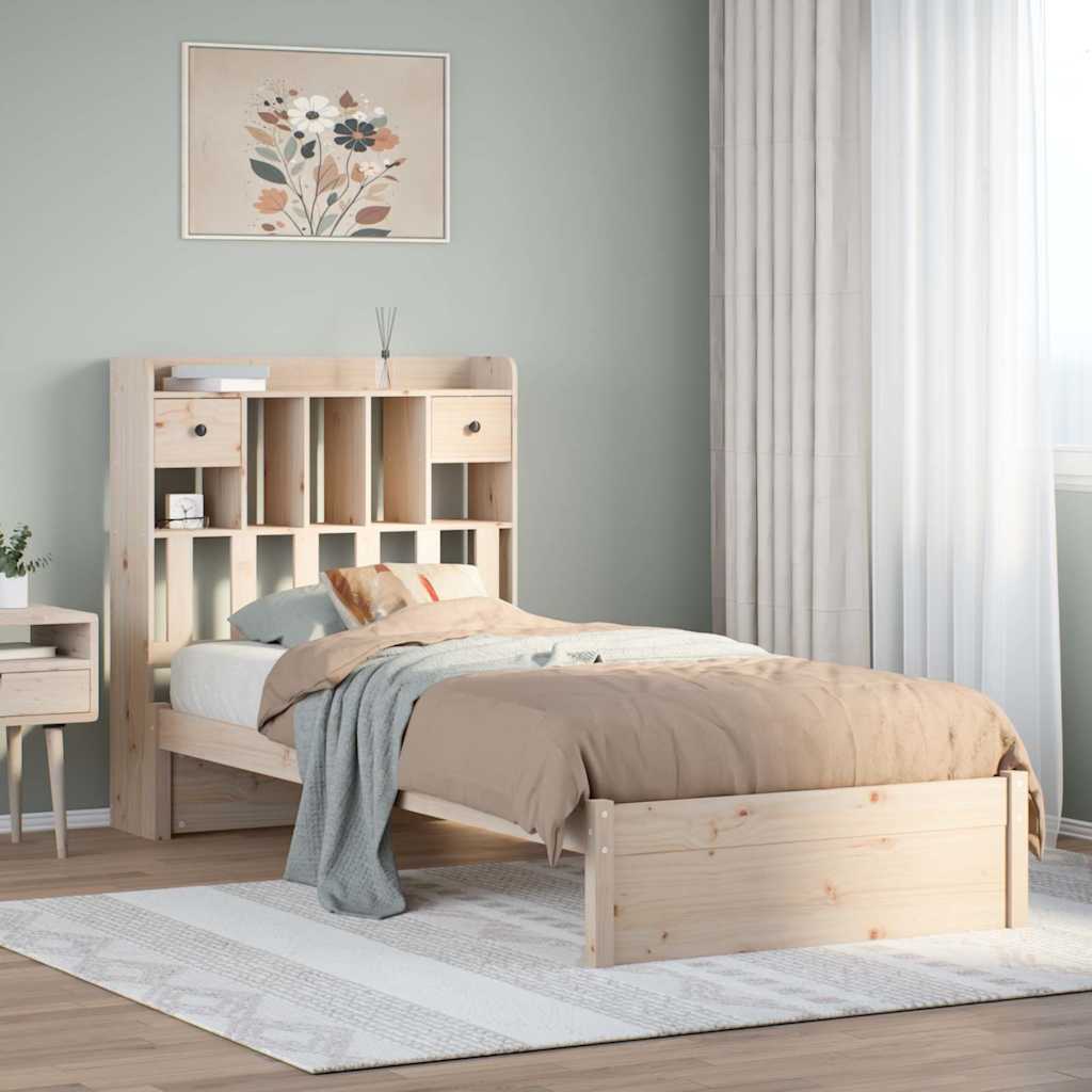 vidaXL Bookcase Bed without Mattress Solid Wood Pine