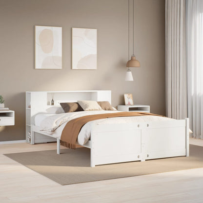 vidaXL Bookcase Bed without Mattress White 160x200cm Solid Wood Pine 1